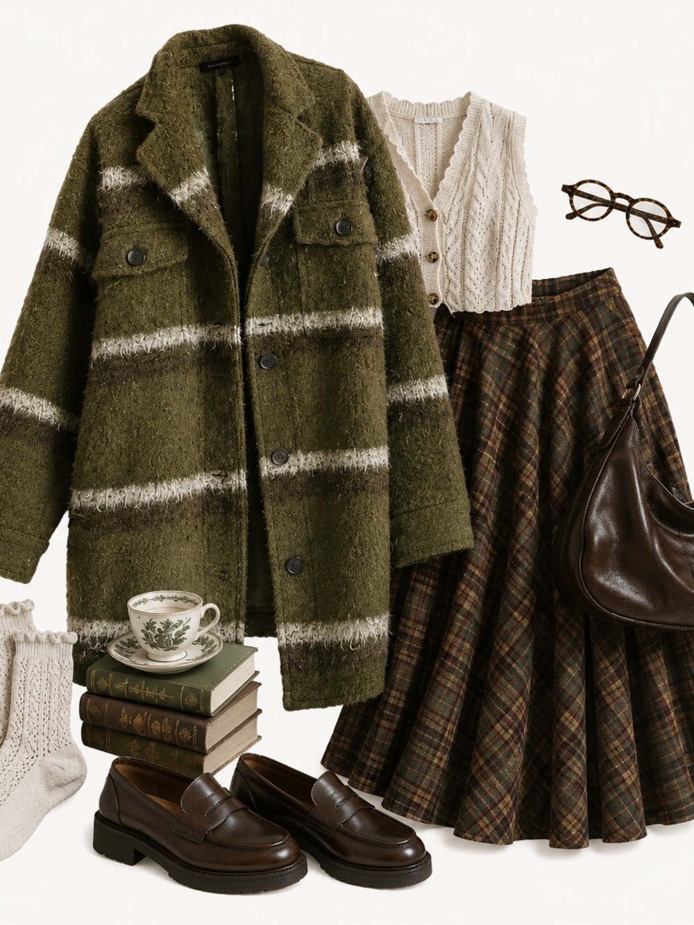 Green wool coat - women